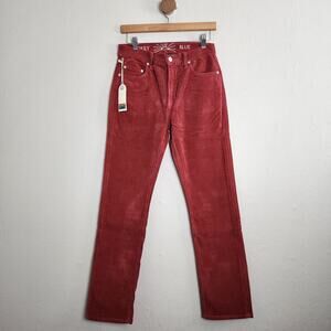 AG Adriano Goldschmied Manya High Waisted Straight Leg Red Corduroy Jeans NWT 27